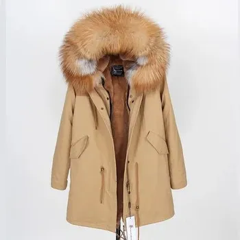 Pánský zimní kabát Zimní unisex parka s pravou kožešinou mýval Velikost: S, Barva (Varianta): 13