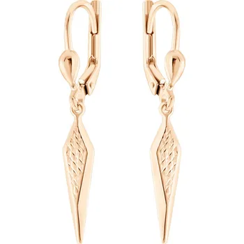 Náušnice GEMMAX Elegantní visací náušnice z růžového zlata s diamantovým brusem – zlatý šperk ryzosti 585/1000 v Dárkovém balení s Certifikátem GLERN-02553