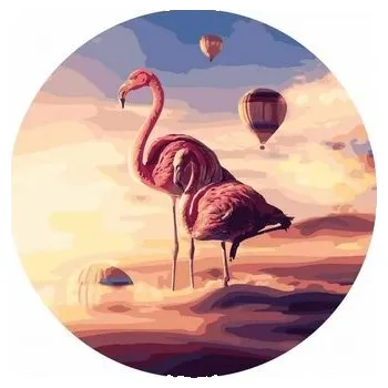 Set školních potřeb Malowanie po numerach okrągłe - Flamingi w górach