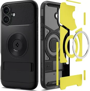 Pouzdro na mobilní telefon Odolné pouzdro SPIGEN SLIM ARMOR MAG s MagSafe - Apple iPhone 16 - Black se stojánkem (SPIGEN SLIM ARMOR MAG s MagSafe for Apple iPhone 16 - Black)