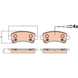 Sada brzdových destiček, kotoučová brzda TRW GDB2106