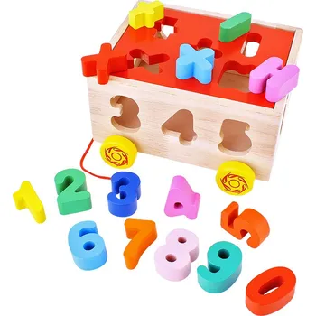 Dřevěná hračka Dřevěná vkládačka pro děti Vozík (Kreativní hračka pro děti)