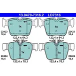Sada brzdových destiček, kotoučová brzda ATE 13.0470-7316.2
