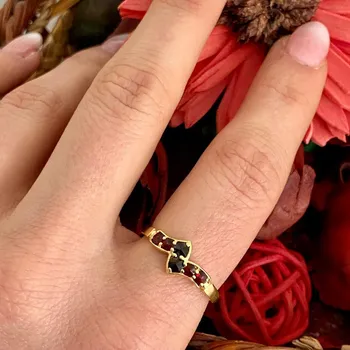 Prsten Stříbrný prsten s českým granátem Gia - 65, Zlacení