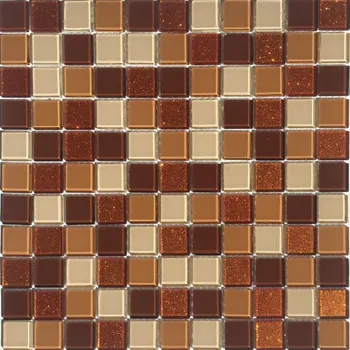 Obklad MOSAIC Skleněná mozaika MSN204P hnědý mix třpytivá