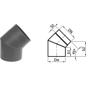 Kouřovod Karl Koleno pevné 45°/ 120mm (síla 2mm) - šedá