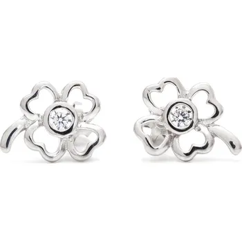 Náušnice Stříbrné náušnice čtyřlístek Tasneem - Čirá