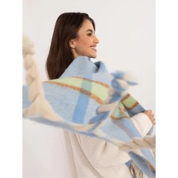 Šátek Dámská šála teplá kostkovaná světle modrá