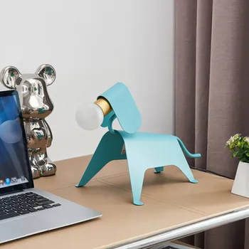 Lampička Stolní lampa Lucande Idalina, pes, světle modrá, železo, 41 cm 1 x 2 W LED - Doprava zdarma