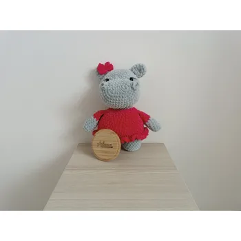 plyšák Hrošice v šatech Šedo - tmavě růžová