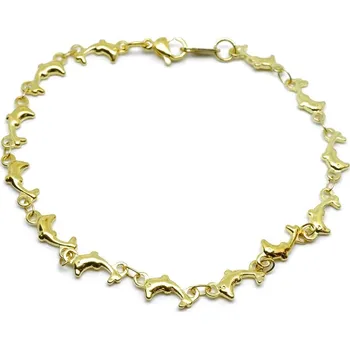 Náramek Zlacený náramek delfín Dick - 20 cm