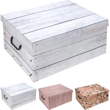 Úložná krabice s víkem vzorovaná 51 x 37 x 24 cm, mix dekorů