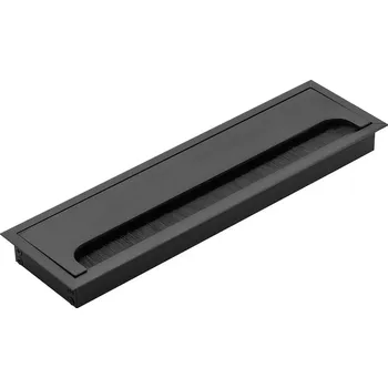 Nábytkové kování Průchodka kabelů MERI do stolu hranatá délka 160 mm - černá