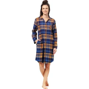 Dámská noční košile Noční košile KEY 481 tmavě modrá FLANEL M 0