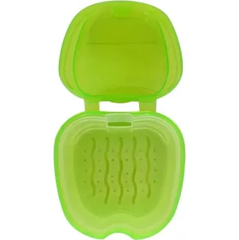 Dentální hygiena Úložný box na zuby s praktickou sítí | vanička na zubní protézu - průhledná zelená