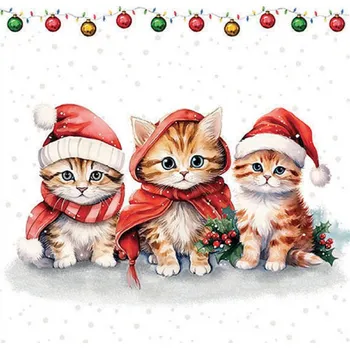 Papírový kapesník Vánoční papírové ubrousky Koťata 20 ks