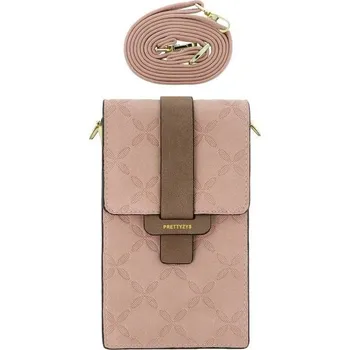 Kabelka na mobil Emboss s popruhem světle růžová