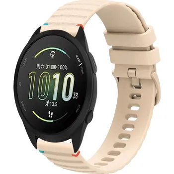 Příslušenství k chytrým hodinkám VSECHNONAMOBIL 87373 WAVY Silikonový řemínek pro Garmin Forerunner 165 Music béžový