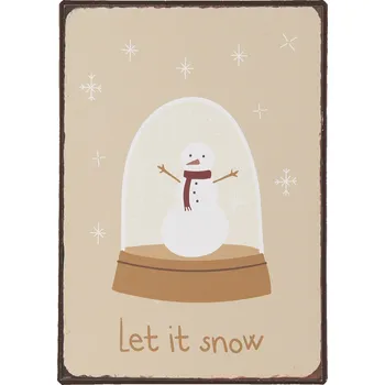 Vánoční dekorace Ib Laursen Dekorativní plechová cedulka Let it Snow