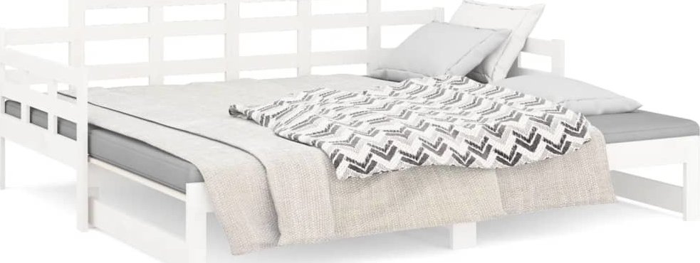 foto Postel Výsuvná postel 2x 80 x 200 cm masivní borovice bílá