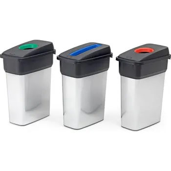 Odpadkový koš Set: 3x koš na tříděný odpad EASTON, 55 l + barevná víka