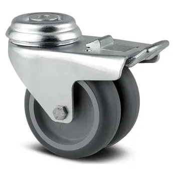 Pojezdové kolečko Agila Twin TENTE Přístrojová kolečka 75mm, s brzdou, otvor pro čep, 2977PJO075P30-10,3
