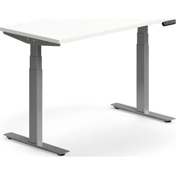 Psací stůl Výškově nastavitelný stůl QBUS, 1200x600 mm, stříbrná podnož, bílá