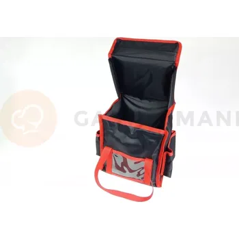 Termobox Taška na 4x lunchbox 20x25 cm z nylonu, zavírání na magnet, černý s červeným lemováním | FURMIS, LUNCHBOX 4