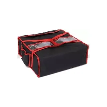 Termobox Taška na pizzu 4 x 60 cm z codury, zapínání na suchý zip, černý s červeným lemováním | FURMIS, T4XXL