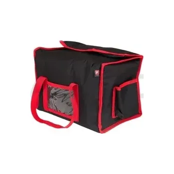 Termobox Taška na 6x lunchbox 20x25 cm z codury, zapínání na suchý zip, černý s červeným lemováním | FURMIS, LUNCHBOX 6