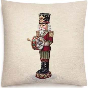 Povlak na dekorativní polštářek Vánoční povlak na polštář s motivem Louskáček s bubnem 45x45 cm