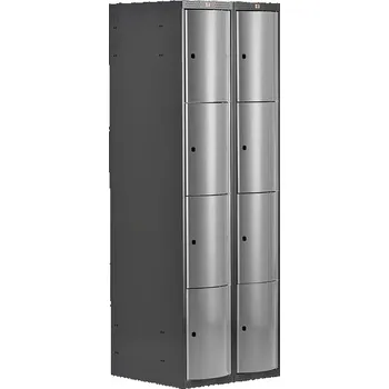 Šatní skříň Boxová šatní skříň CURVE, 2 sekce, 8 boxů, tmavě šedá, světle šedé dveře