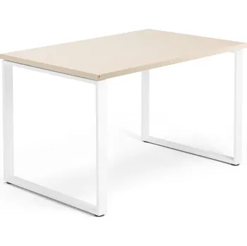 Psací stůl Psací stůl QBUS, O-podnož, 1200x800 mm, bílý rám, bříza