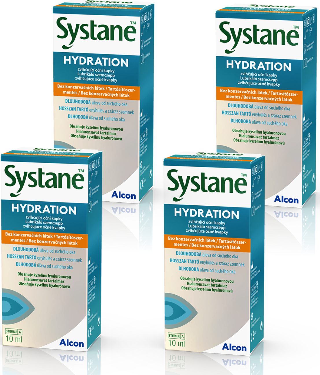 Alcon Systane Hydration bez konzervačních látek výhodné balení 4x10 ml