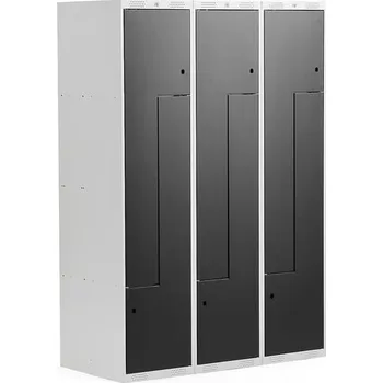 Šatní skříň Šatní skříňka CLASSIC Z, 3 sekce, 6 boxů, 1800x1200x500 mm, šedá/černé dveře