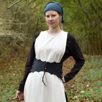 Deepeka Šněrovací kožený korzetový pás, černý