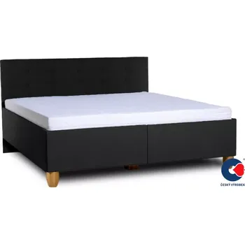 Postel Manželská postel s lamelovým roštem ALMA, 200x160, černá vzor (č.41)