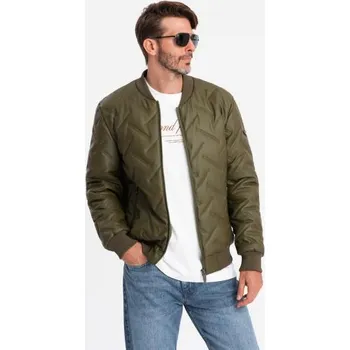 Pánská embosovaná bunda bomber olivová