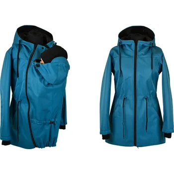 Šátek na nošení dítěte Shara Softshellová nosicí PARKA pro přední nošení - jaro/podzim Velikost: S, Vzor: rybí kost petrolej