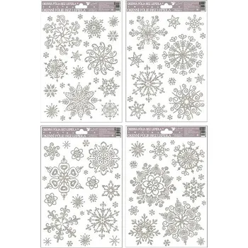 Okenní dekorace Anděl Přerov Okenní fólie vločky sněhový efekt stříbrná,27x20cm