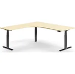 Výškově nastavitelný stůl QBUS, rohový, 2000x2000 mm, černá podnož, bříza