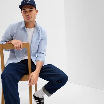 Pánská košile Košile GAP Stardard Oxford Shirt Blue Opal L