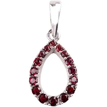 Přívěsek granát - stříbrný přívěsek - kapka (1568) povrchová úprava: zlacené