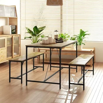 Jídelní set Jídelní sestava s lavicemi | přírodní dřevo