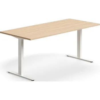 Psací stůl Psací stůl QBUS, T-nohy, 1800x800 mm, bílá podnož, dub