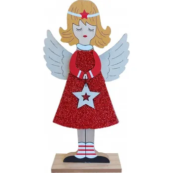 Vánoční dekorace Andělka červená s hvězdou 30 cm 2009205