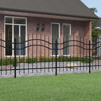 Plot vidaXL Zahradní plot s hroty černý 140 cm práškově lakovaná ocel [151080]