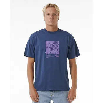 Pánské oblečení Tričko Rip Curl QUEST OUTER REEF TEE Washed Navy velikost XL