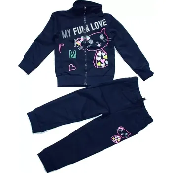 Dívčí tepláková souprava KUGO, motiv Kočička 1226 modrá 331/6 ( )