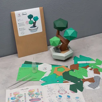 omalovánky DIY kreativní sada: Bonsai tmavě zelená ✂️: předřezaná (rovnou lepíš)